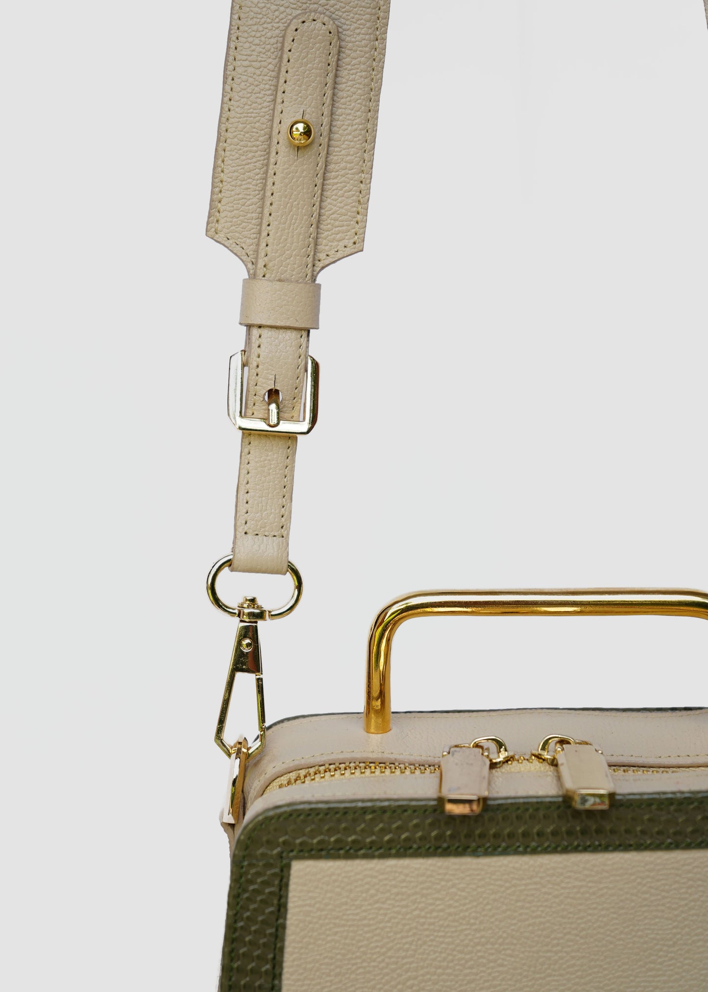 Bolso Granate Beige/verde olivo